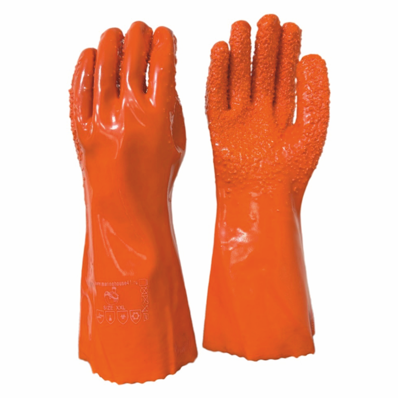 Перчатки ПВХ с крошкой оранжевые MARINE HOUSE