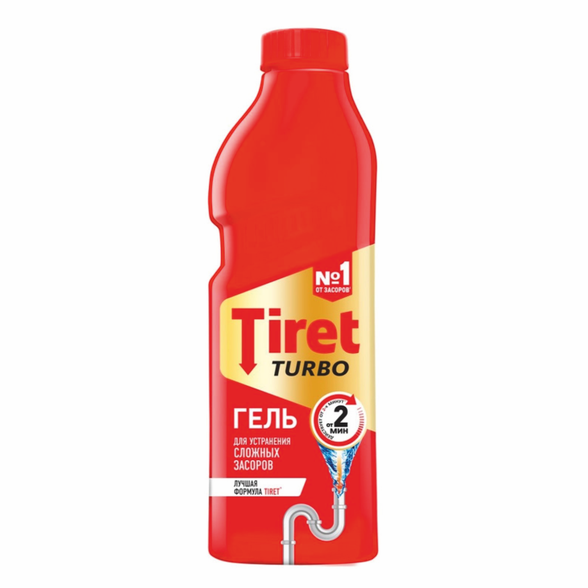 Средство для устранения засоров в трубах TIRET Turbo Гель | 1 л